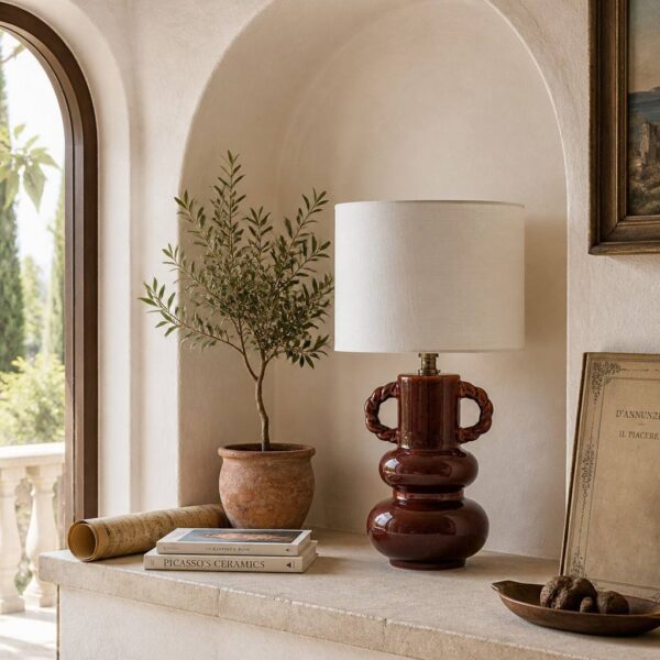 Art Deco Brass & Glass Table Lamp